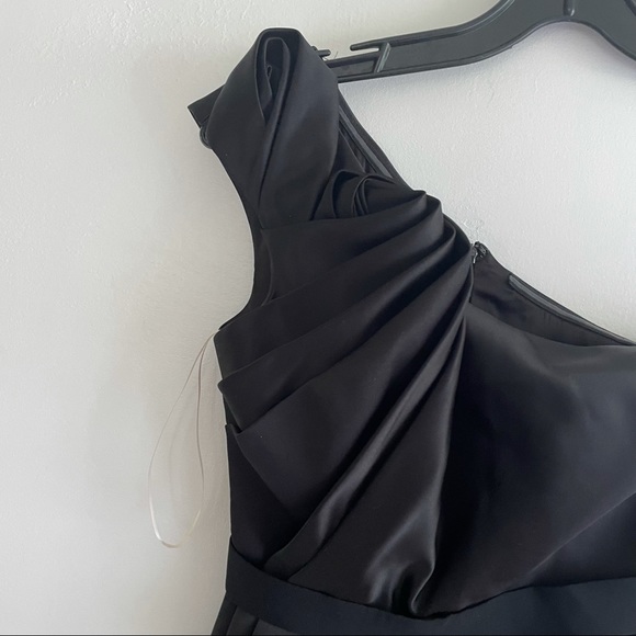 Marchesa Notte Silk Black Ruffle One Shoulder Dress size 4 - Picture 4 of 12